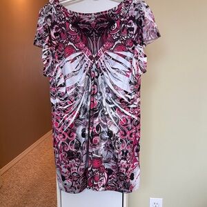 Covington Pink and Black Abstract Blouse